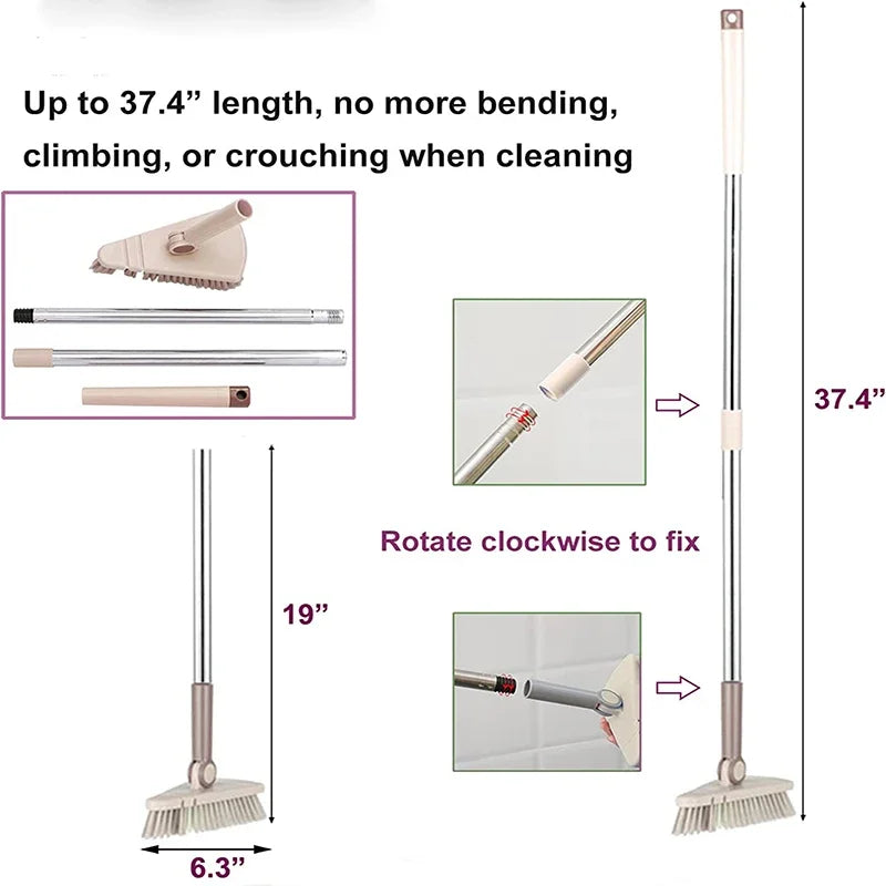 Floor Scrub Brush Cleaning Long Handle Kitchen Bathroom Gap Tools Removable Toilet Rotating Mop Bristles for Tile Ceramic Brush Home Fusion