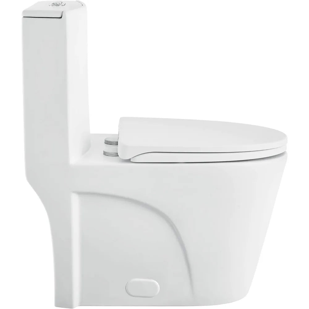 Swiss Madison SM-1T254 St. Tropez 1-Piece Toilet: Dual-Flush 1.1/1.6 GPF, Modern, 26.6x15x31", Matte White - Home Fusion