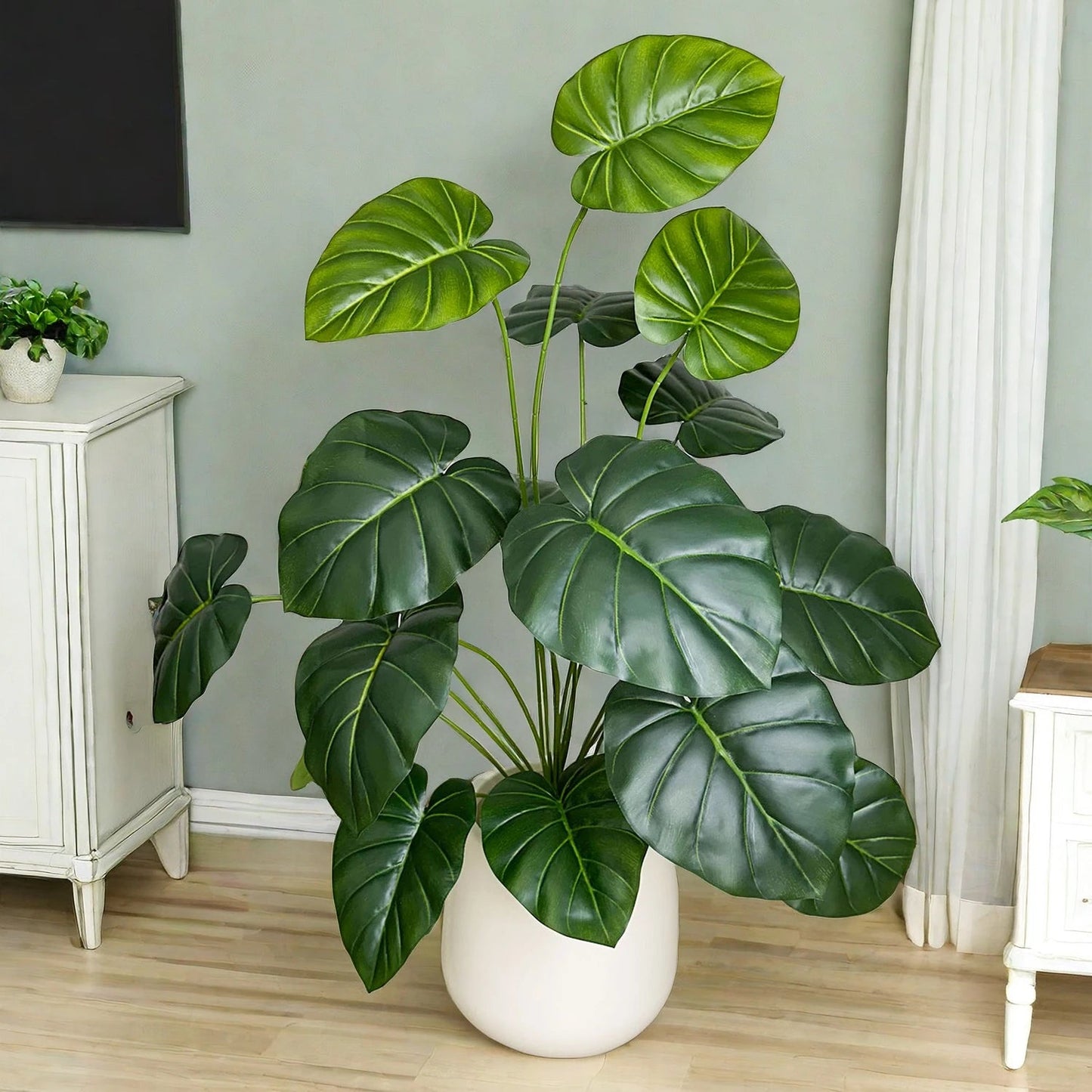 100CM Monstera Plant Plastic Leaf Fake Plant Potted Ornamental Indoor Artificial Plant With Black Pot For Home Decor Office - Home Fusion