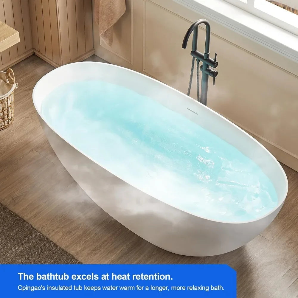 Freestanding Elegant Oval Soak bath Tub - Home Fusion