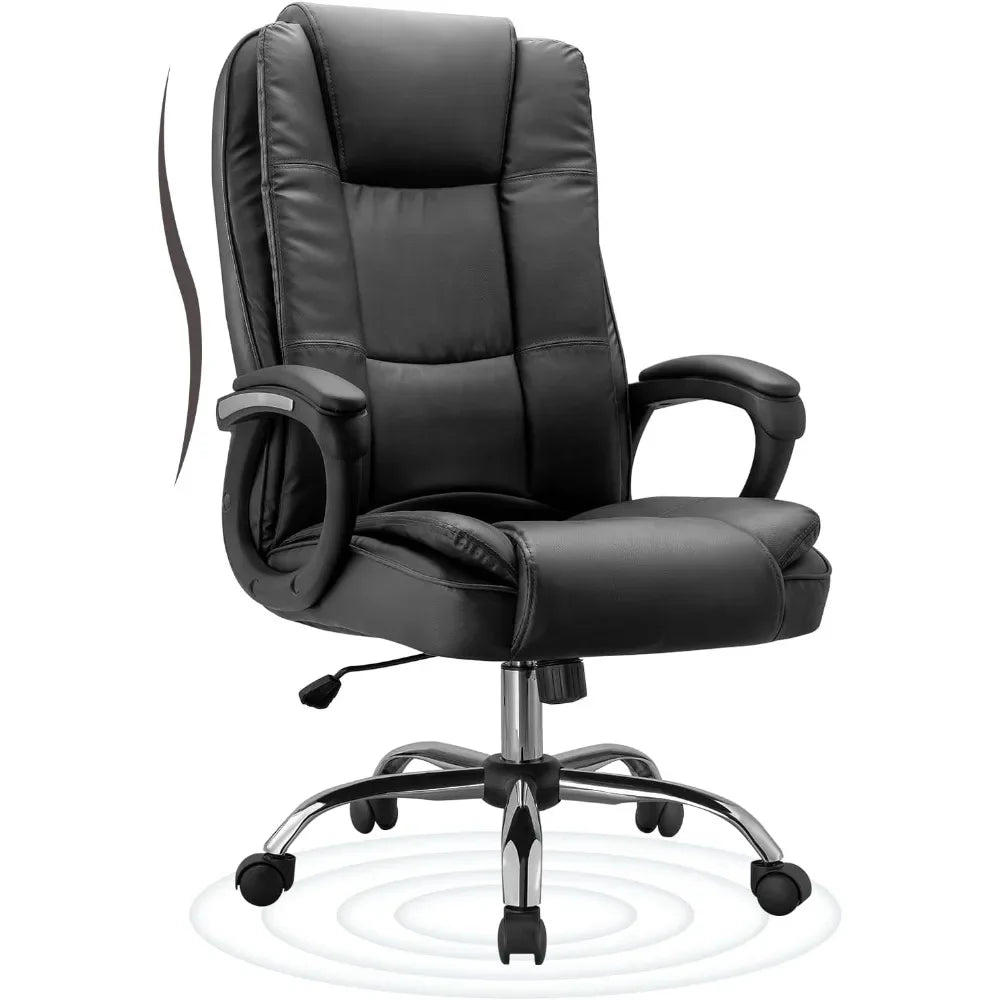 Office Chair, Executive Office Chair Height Adjustable PU Leather Computer Chair, High Back Home Office Desk Chairs - Home Fusion