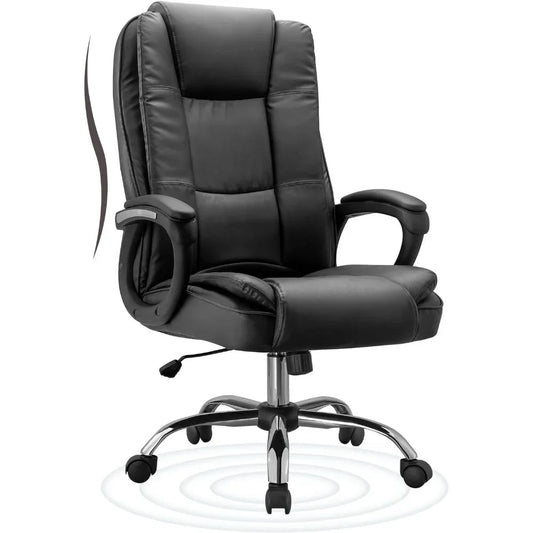 Office Chair, Executive Office Chair Height Adjustable PU Leather Computer Chair, High Back Home Office Desk Chairs - Home Fusion