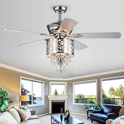 Elegant Metal 52-inch Ceiling Fan (Optional Remote&2 Color Option Blades) or Bedroom, Living Room, Dining Room--Chrome - Home Fusion