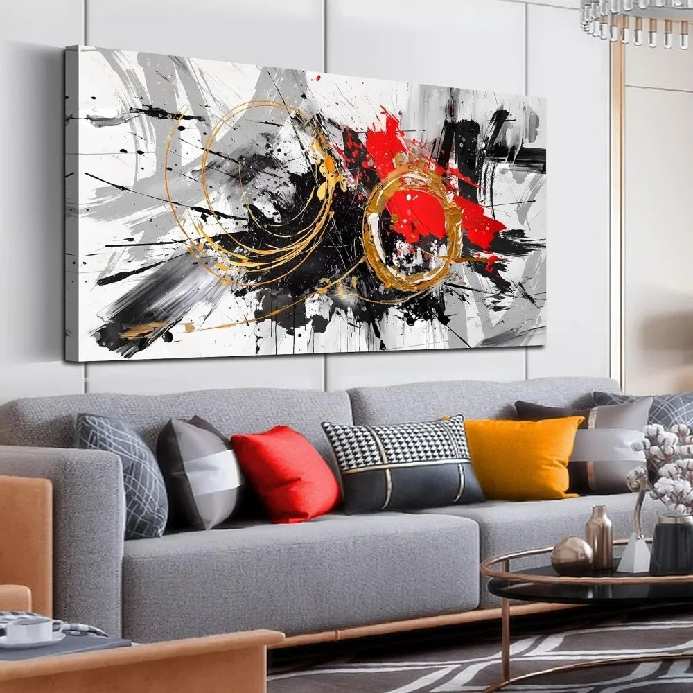 Decorative Paintings Large Abstract Art Wall  Black and White Canvas Wall Art Decorative Pictures for Living Room Home Decor - Home Fusion