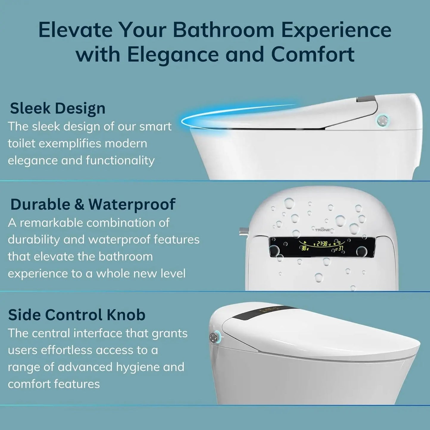 Electronic Bidet Toilet Tankless Toilet with Heated Seat Flush and Advanced Toe Touch Technology Smart Toilet for Bathroom - Home Fusion