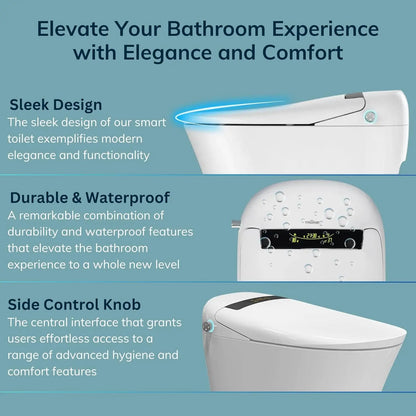 Electronic Bidet Toilet Tankless Toilet with Heated Seat Flush and Advanced Toe Touch Technology Smart Toilet for Bathroom - Home Fusion