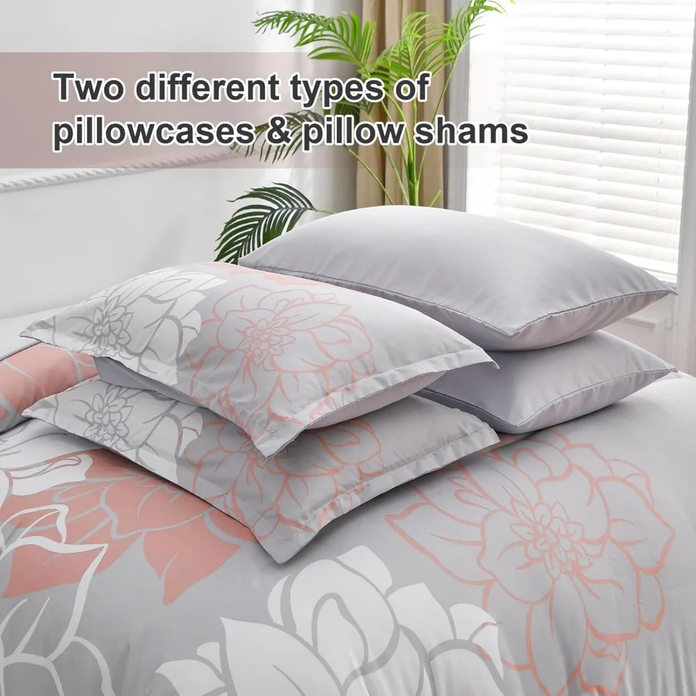 Flower 7 Piece Bed in A Bag Comforter Set. - Home Fusion