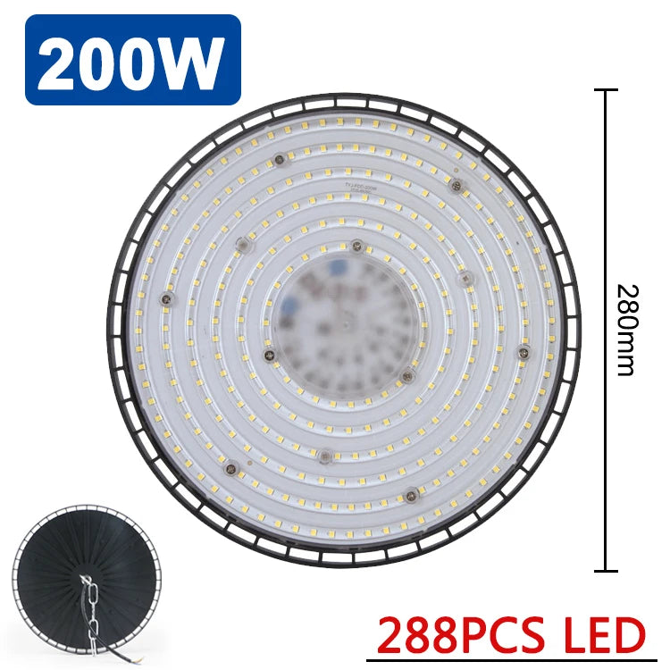 Super Bright LED Industrial Lighting Garage lights 100W 150W 200W High Bay Light IP65 Waterproof For gym Warehouse Factory - Home Fusion