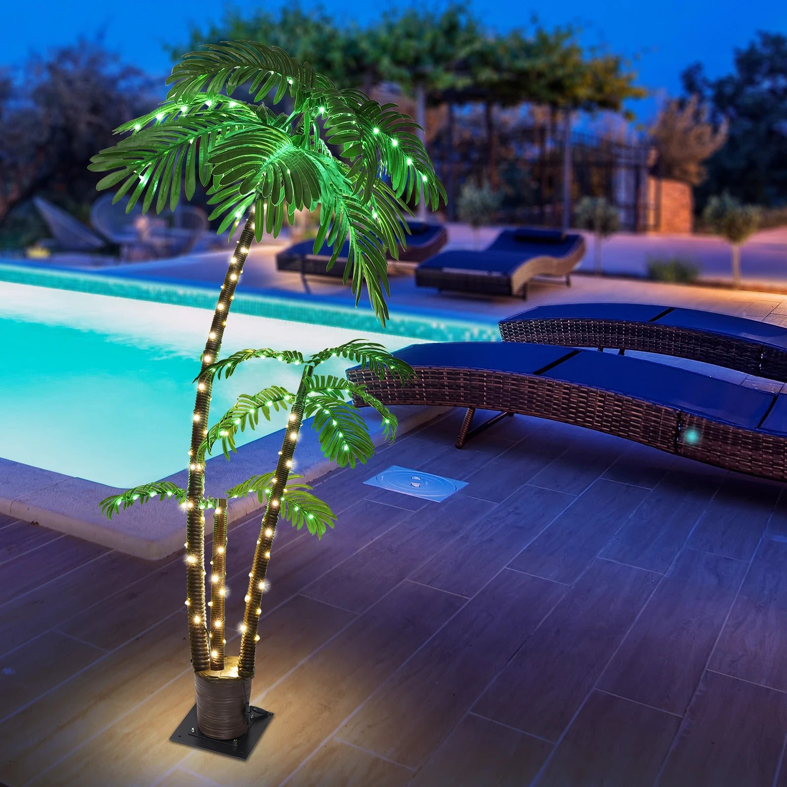 LED Artificial  Tree  6ft Solar Lighted Palm Tree LED Artificial Palm Tree for Tiki Bar Christmas Decoration 076823-f9.myshopify.com