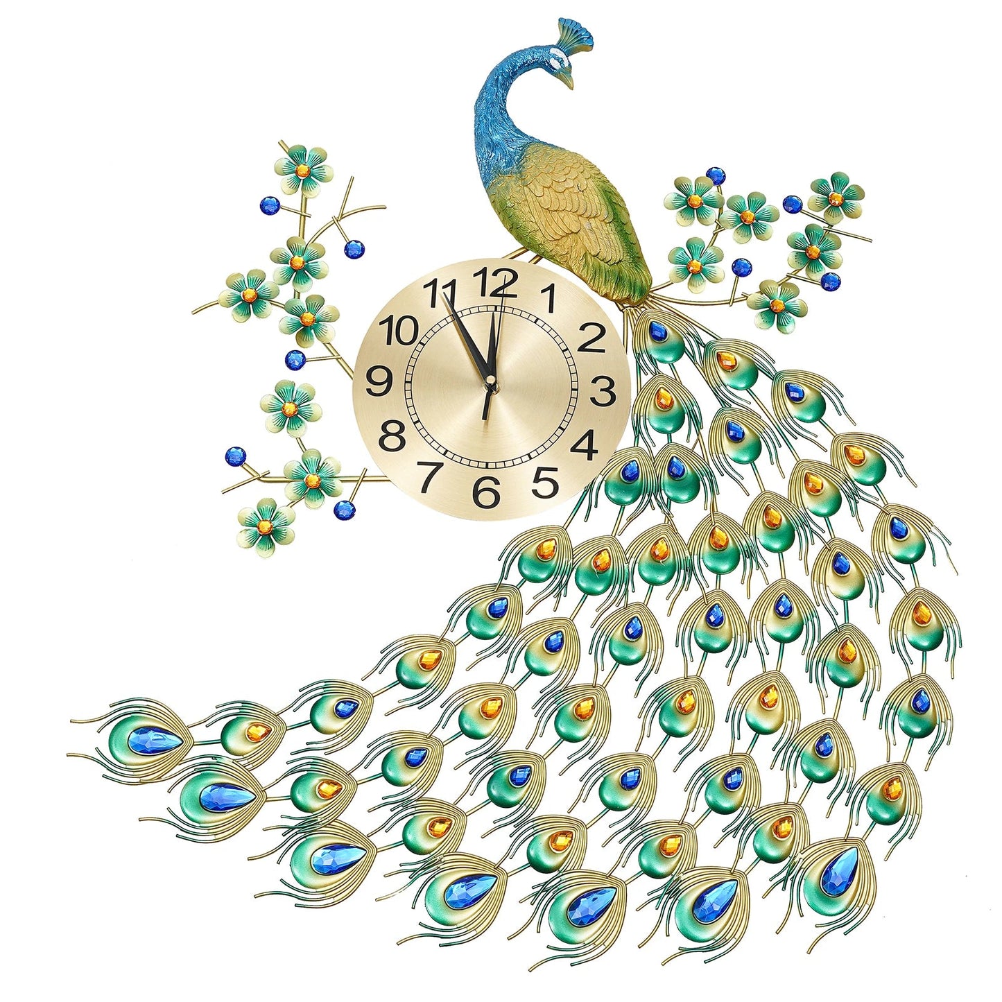 Exquisite Retro Decorations Peacock Wall Clock 75*65cm for Decorating Living Room and Dining Room Special Gift - Home Fusion