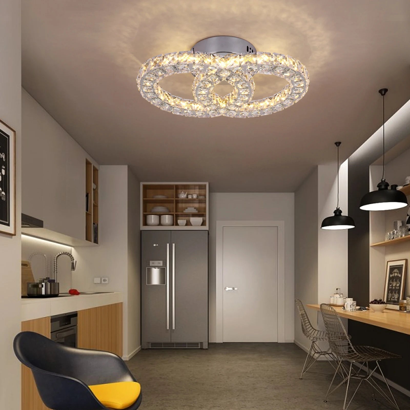 Sparkling Crystal LED Pendant Light for Home and Office. Home Fusion