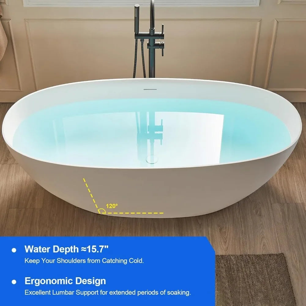 Freestanding Elegant Oval Soak bath Tub - Home Fusion