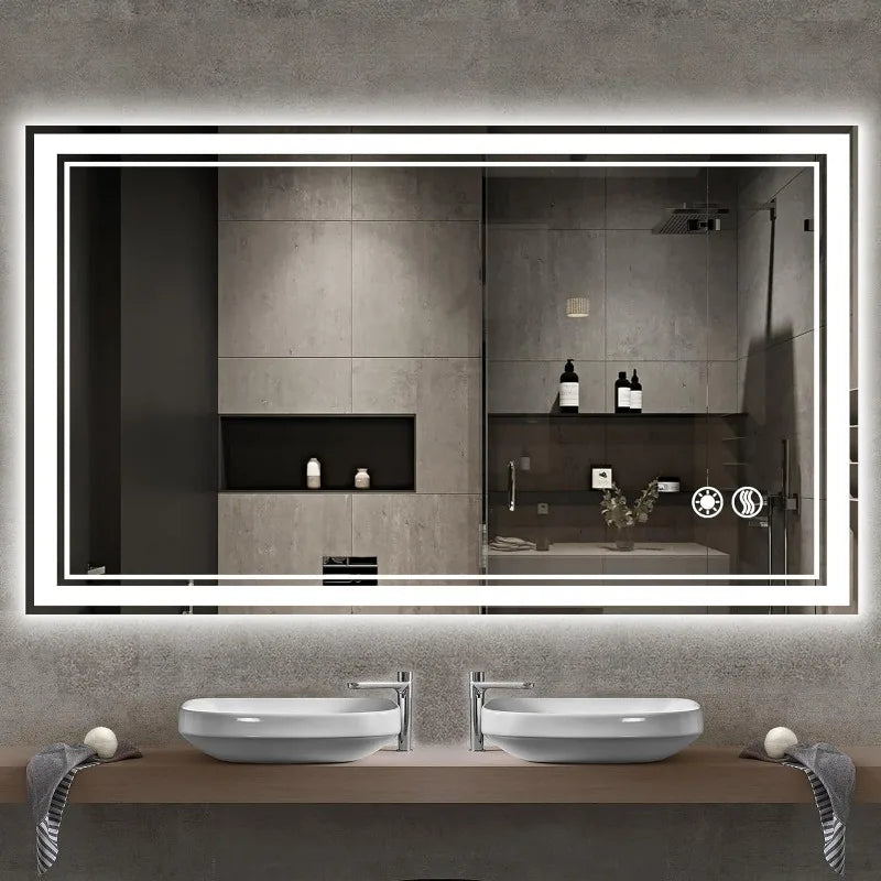 LED Mirror for Bathroom  with LED Lights Anti-Fog Dimmable 3 Colors Front and Backlit Lights LED Bathroom Home Fusion LED Mirror for Bathroom  with LED Lights Anti-Fog Dimmable 3 Colors Front and Backlit Lights LED Bathroom 076823-f9.myshopify.com