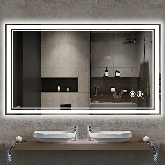 LED Mirror for Bathroom  with LED Lights Anti-Fog Dimmable 3 Colors Front and Backlit Lights LED Bathroom Home Fusion LED Mirror for Bathroom  with LED Lights Anti-Fog Dimmable 3 Colors Front and Backlit Lights LED Bathroom 076823-f9.myshopify.com
