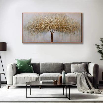 Wall Art Gold Abstract Tree of Life Framed Modern Artwork Canvas Painting Textured Tree Pictures Wall Decor Home Decor Wall - Home Fusion