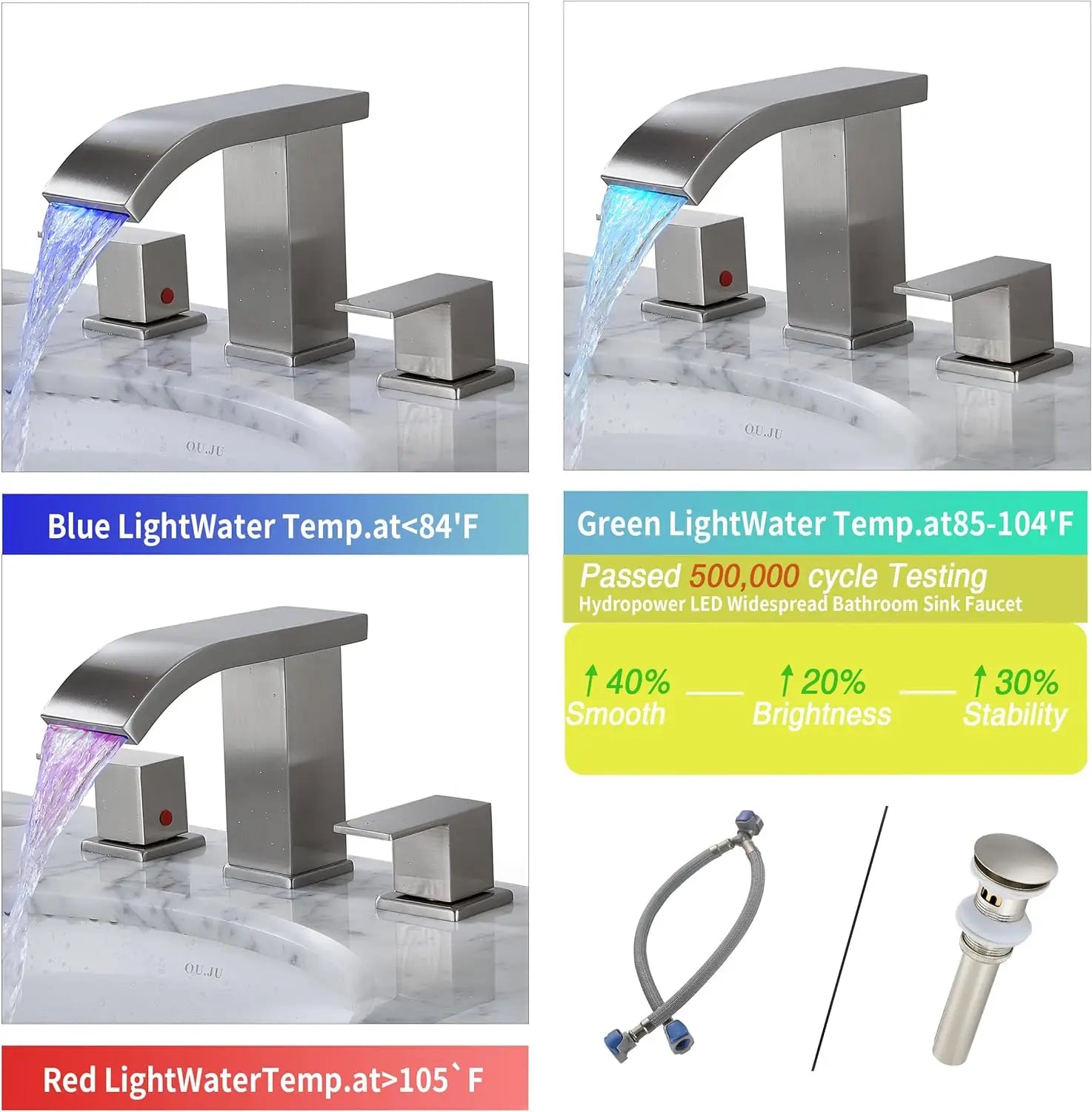 Bathroom faucets  8 inch Bathroom faucet Easy installation Convenient pop-up drain - Home Fusion