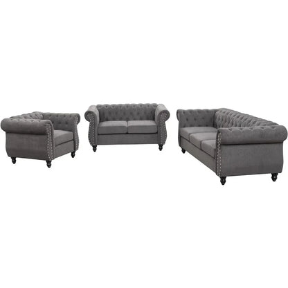 sofa set Living Room Furniture, Modern 3-Piece Including Three-Seater, Loveseat and Single Chair,Dutch Velvet Upholstered Sofa Set 076823-f9.myshopify.com