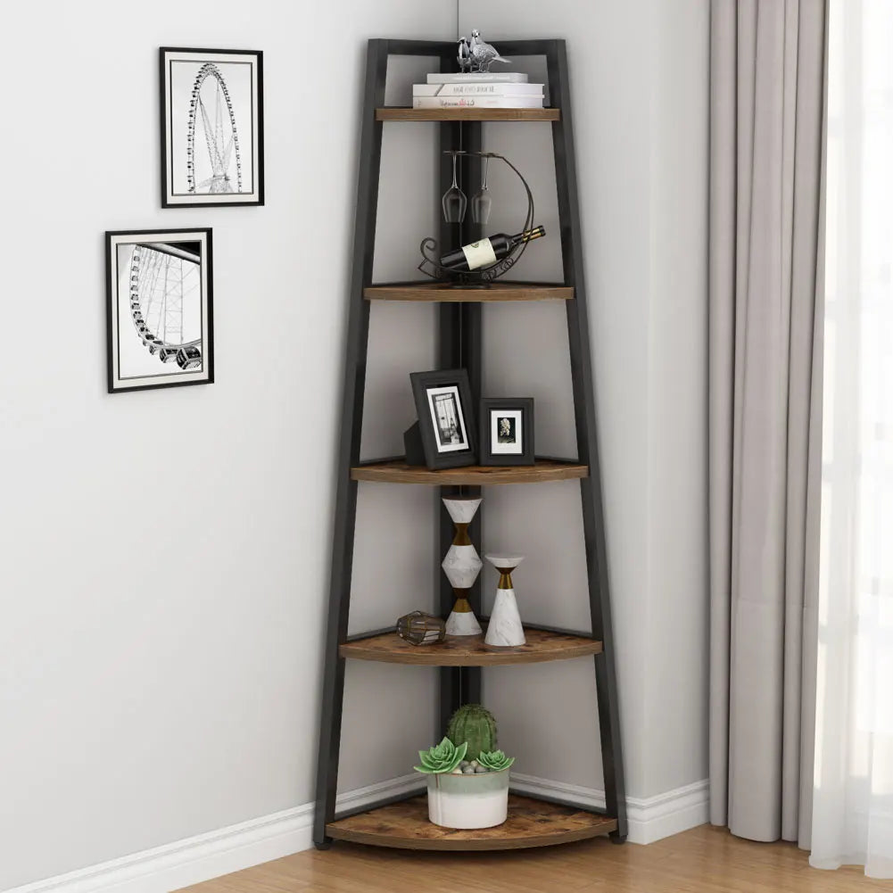 Tribesigns Bookcase Corner Book Shelf Rack Wood Bookshelf Storage Shelves - Home Fusion