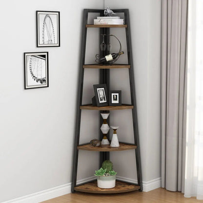 Tribesigns Bookcase Corner Book Shelf Rack Wood Bookshelf Storage Shelves - Home Fusion