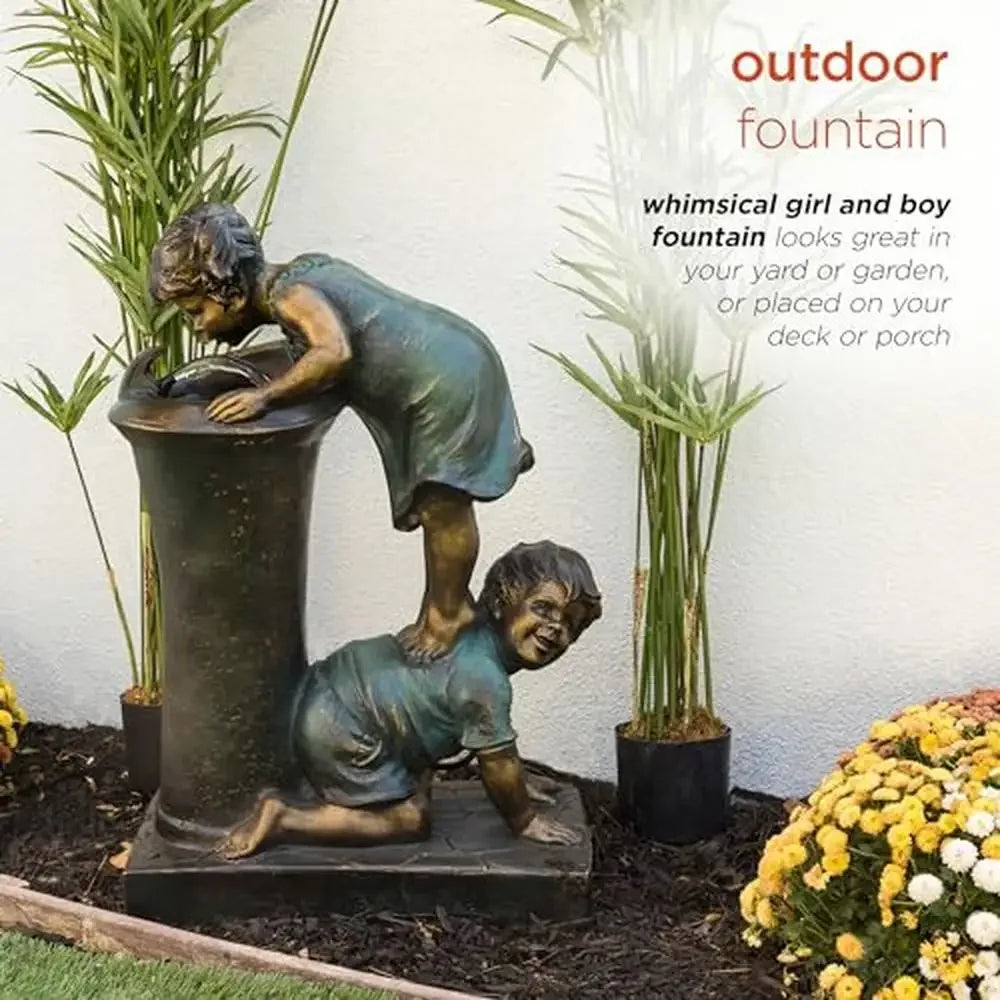 Outdoor Garden Waterfall Fountain Playful Boy and Girl Drinking Water Feature 27" Joyful Bronze Nostalgic Stone Decor Rust Home Fusion Outdoor Garden Waterfall Fountain Playful Boy and Girl Drinking Water Feature 27" Joyful Bronze Nostalgic Stone Decor Rust 076823-f9.myshopify.com