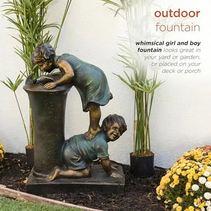 Outdoor Garden Waterfall Fountain Playful Boy and Girl Drinking Water Feature 27" Joyful Bronze Nostalgic Stone Decor Rust Home Fusion Outdoor Garden Waterfall Fountain Playful Boy and Girl Drinking Water Feature 27" Joyful Bronze Nostalgic Stone Decor Rust 076823-f9.myshopify.com