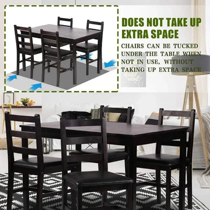 FDW Kitchen Table and Chairs for 4 Dining Room Table Set,Wood Elegant Kitchen Sets for Small Space,Dark Brown - Home Fusion
