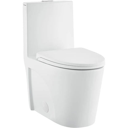 Swiss Madison SM-1T254 St. Tropez 1-Piece Toilet: Dual-Flush 1.1/1.6 GPF, Modern, 26.6x15x31", Matte White - Home Fusion