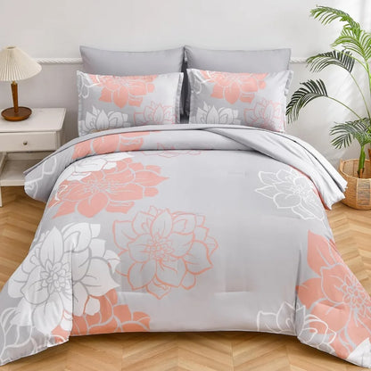 Flower 7 Piece Bed in A Bag Comforter Set. - Home Fusion