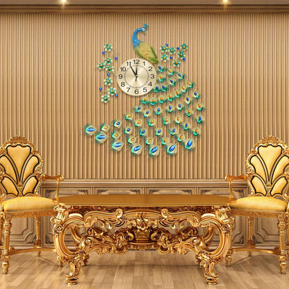 Exquisite Retro Decorations Peacock Wall Clock 75*65cm for Decorating Living Room and Dining Room Special Gift - Home Fusion