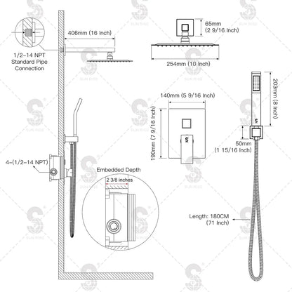 wall mounted shower head bathroom shower - Home Fusion