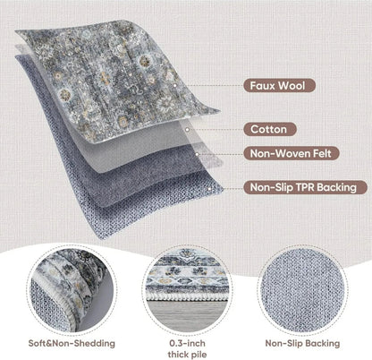 8x10 Rug, Washable Boho Rug Non-Slip Non-Shedding Faux Wool Vintage Rug for Living Room, Dining Room, Kids Playroom, Carpet Home Fusion 8x10 Rug, Washable Boho Rug Non-Slip Non-Shedding Faux Wool Vintage Rug for Living Room, Dining Room, Kids Playroom, Carpet 076823-f9.myshopify.com