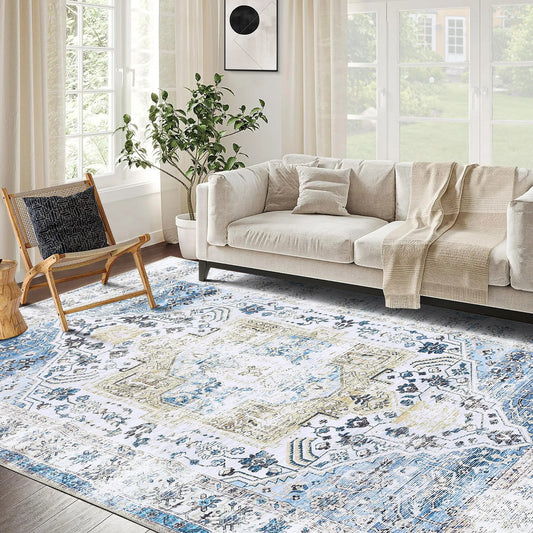Area Rug  Floral Print Area Rug Lightweight Large Rugs for Living Room Vintage Washable Indoor Floor Throw Carpet Non Slip Blue Area Rug  Floral Print Area Rug Lightweight Large Rugs for Living Room Vintage Washable Indoor Floor Throw Carpet Non Slip Blue 076823-f9.myshopify.com