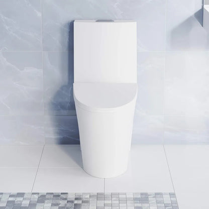 Swiss Madison SM-1T254 St. Tropez 1-Piece Toilet: Dual-Flush 1.1/1.6 GPF, Modern, 26.6x15x31", Matte White - Home Fusion