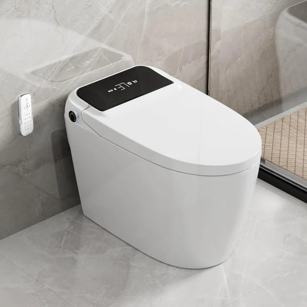 Smart Toilet, Tankless Toilet with Extended Seat, Heated Seat, Warm Water Toilet, Auto Flush, One Piece Toilets for Bathroom - Home Fusion