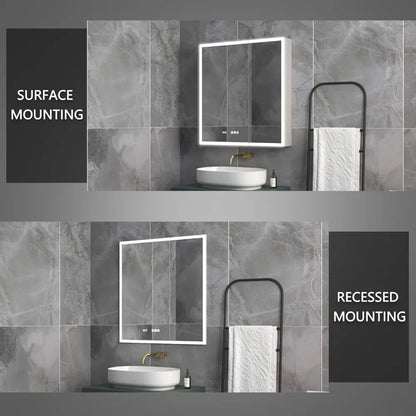 Lighted Medicine Cabinet 30x32 Inch,Recessed or Surface led Medicine Cabinet, Clock&Room Temp Display,Defog,Stepless Dimming Home Fusion Lighted Medicine Cabinet 30x32 Inch,Recessed or Surface led Medicine Cabinet, Clock&Room Temp Display,Defog,Stepless Dimming 076823-f9.myshopify.com