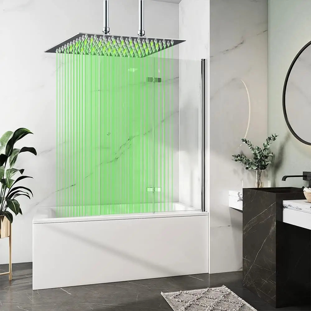 KEMAIDI Huge LED Shower Head Square Ultra-thin 24 inch High Pressure Rainfall Shower Head Stainless Steel Water Saving Shower - Home Fusion