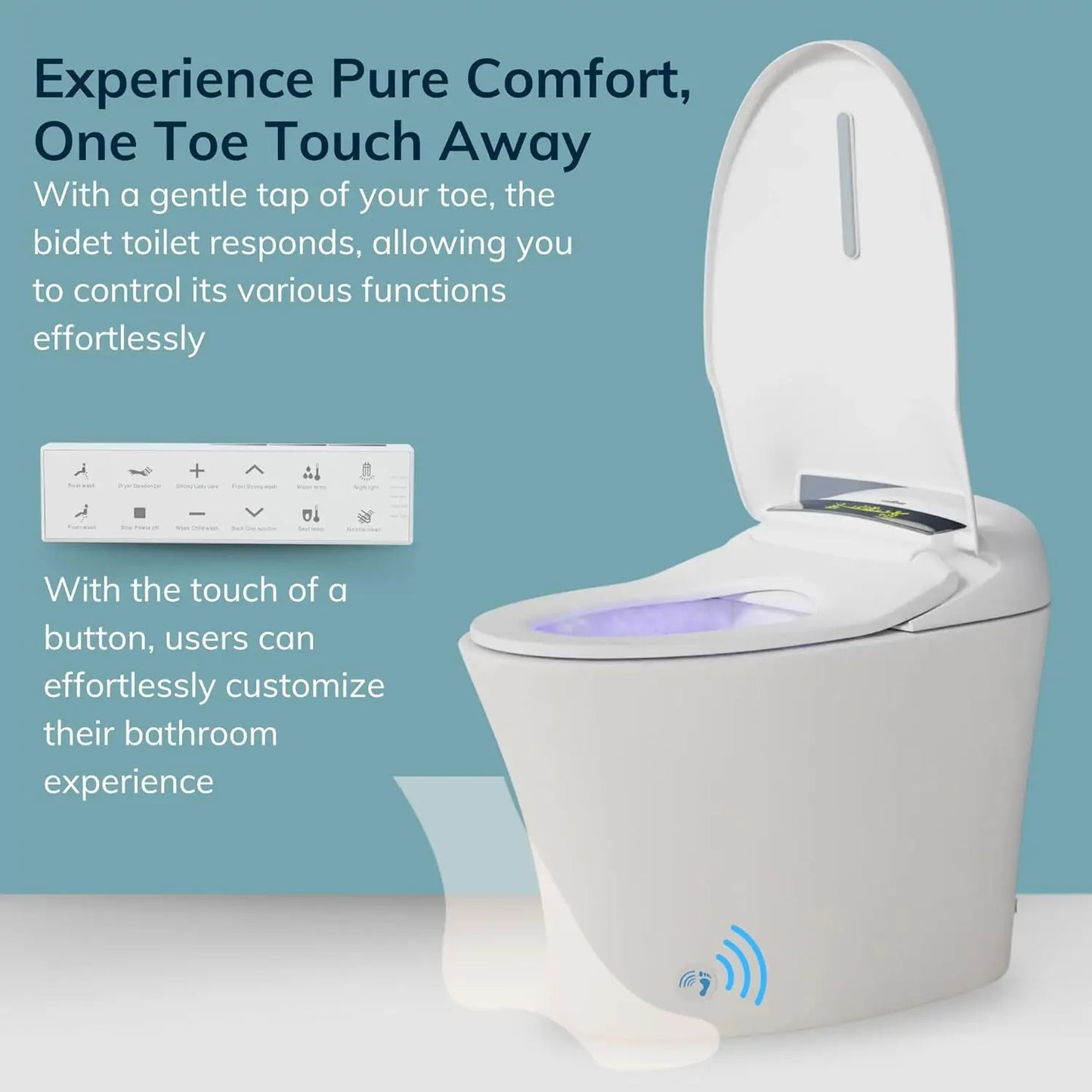Electronic Bidet Toilet Tankless Toilet with Heated Seat Flush and Advanced Toe Touch Technology Smart Toilet for Bathroom - Home Fusion