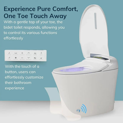 Electronic Bidet Toilet Tankless Toilet with Heated Seat Flush and Advanced Toe Touch Technology Smart Toilet for Bathroom - Home Fusion