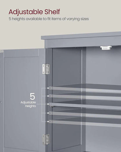 Bathroom Floor Storage Cabinet, Bathroom Storage Unit, Freestanding Cabinet with 2 Drawers and 2 Doors, Adjustable Shelf - Home Fusion