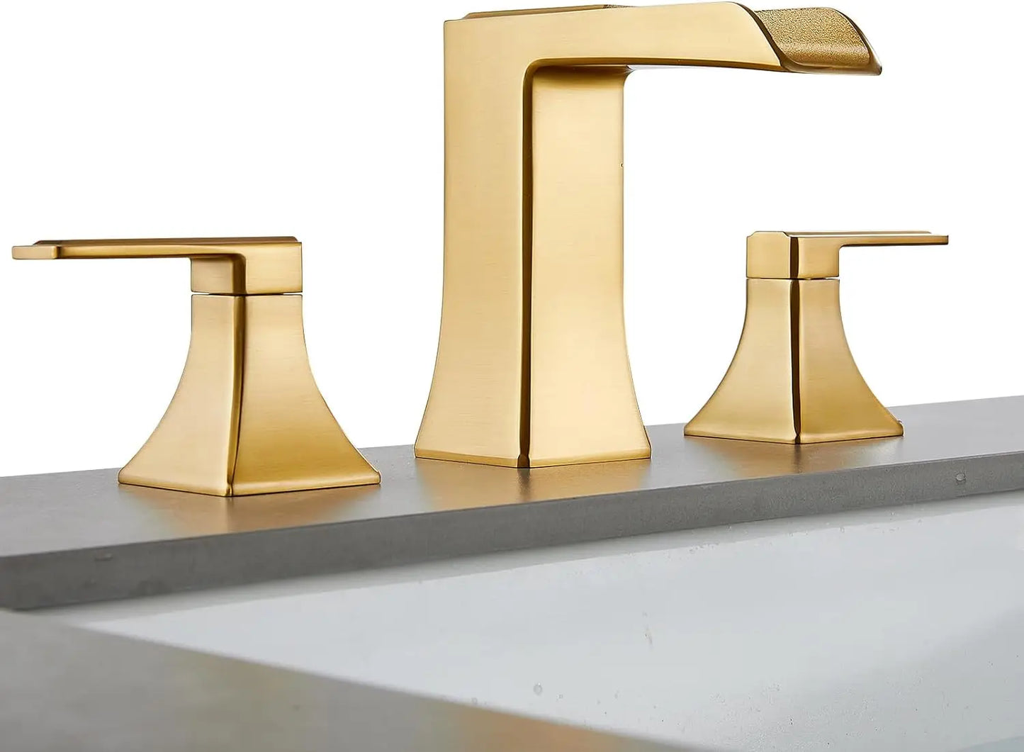 Wide Bathroom Faucet 3 Holes Brushed Gold Bathroom Sink Faucet With Pop-up Drain Wash Hands Sinks Kitchen Basin Luxury Modern - Home Fusion