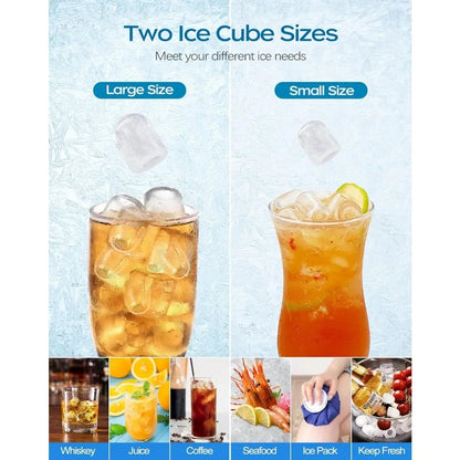 Ice Maker Countertop, Portable Ice Maker Machine, 28lbs/24Hrs, with Self Cleaning, Time Reservation, Include Scoop & Basket - Home Fusion