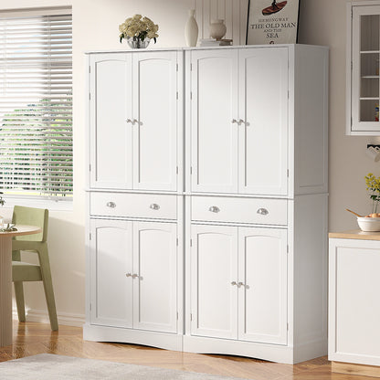 71" H Freestanding Cupboard with 2 Storage Cabinet, 1 Drawer and 4 Adjustable Shelves,Large Tall Pantry Cupboard for Dining Room - Home Fusion