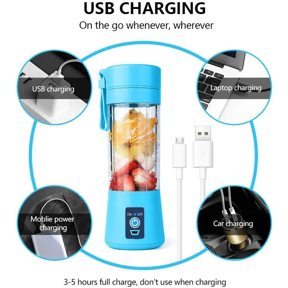 USB rechargeable portable blender with 2-blade cutter for smoothies, juices and travel use