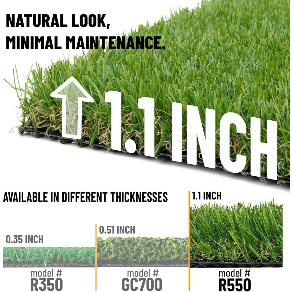Artificial Lawn, Waterproof Solid Grass Design Indoor/Outdoor 6'6" X 9'2", Artificial Lawn - Home Fusion