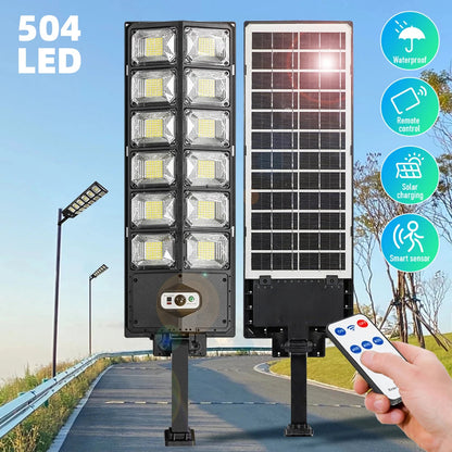 504 LED Powerful Solar Lights Outdoor Motion Sensor External Waterproof Street Light Home Fusion