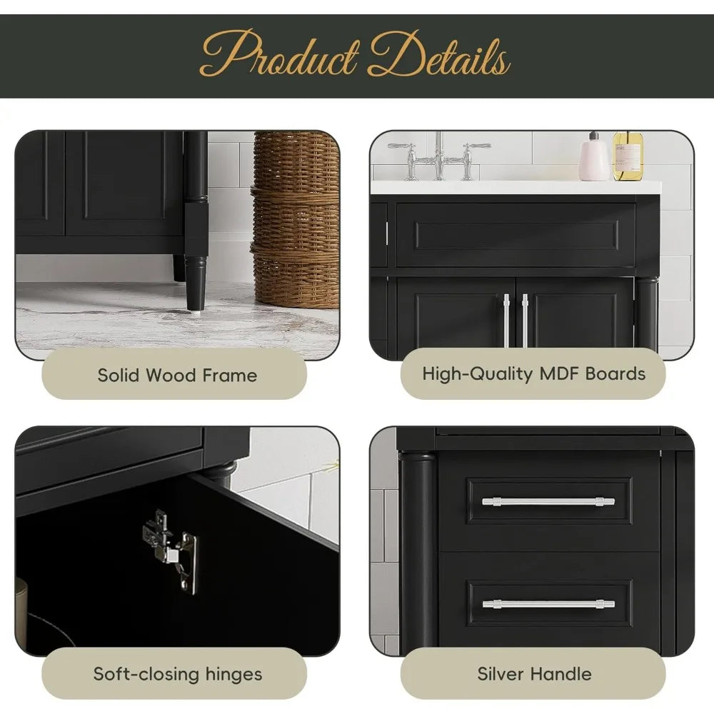Bathroom Vanity with Sink, Free Standing Single Basin Vanity Set with A Tip-Out Drawer, Cabinet with  Basin for Bathroom - Home Fusion