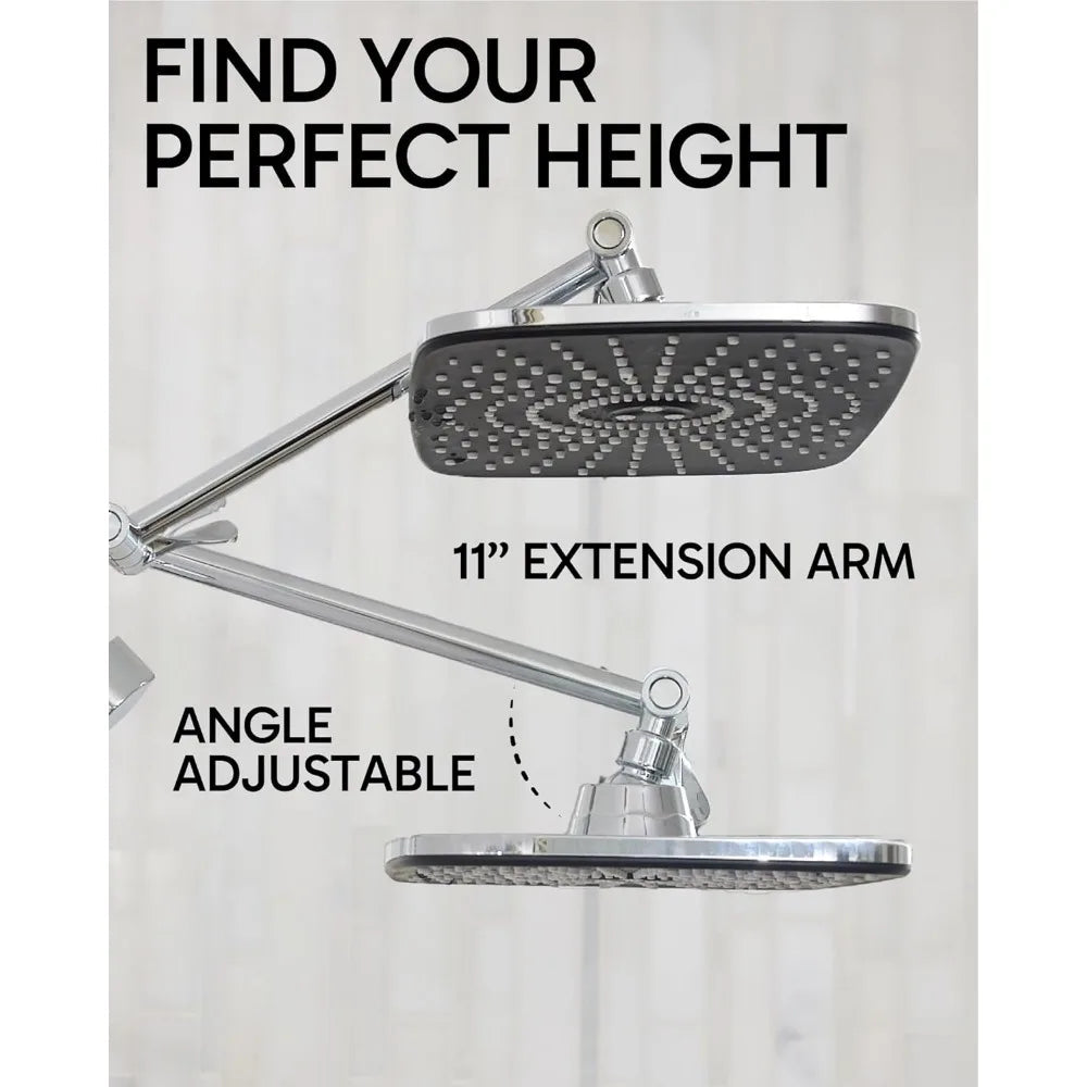 Rain Shower Head,12 Inch Large Rainfall Showerhead,,Adjustable High Pressure Waterfall Rain Fall Showerheads - Home Fusion