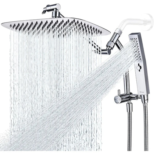 showerhead All Metal 12 Inch Shower Head with Massage Mode Handhelde, Rain Shower Head with Handheld Spray Combo, 3-Way Diverter with Paus 076823-f9.myshopify.com