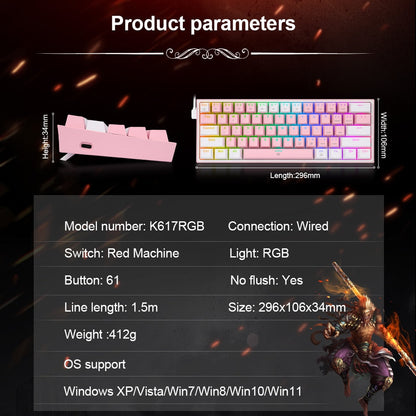 Mini Mechanical Gaming Wired Keyboard - Home Fusion