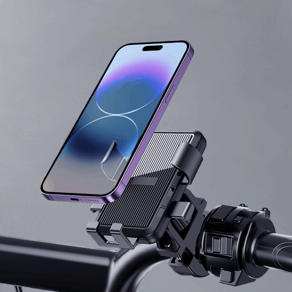 Electric bike mobile phone holder, motorcycle bicycle holder, rider mobile phone, car mounted battery car, shock-absorbing mobile phone holder - Home Fusion